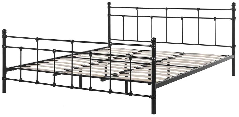 Franciaágy 180 cm LUXO (ágyráccsal) (fekete). 1007327