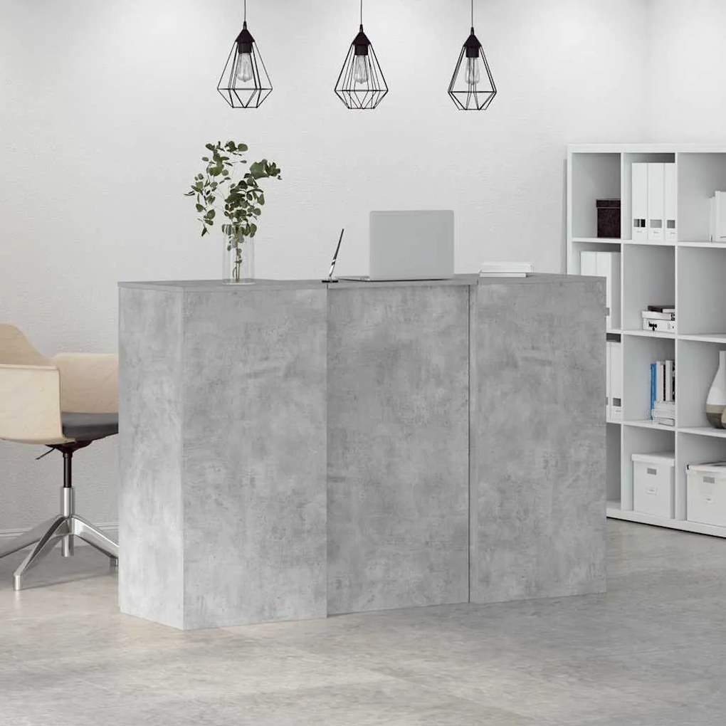 recepciós pult betonszürke 155x50x103,5 cm szerelt fa