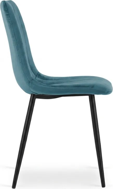 Petrolkék bársony szék LAVA PETROL BLUE fekete lábakkal