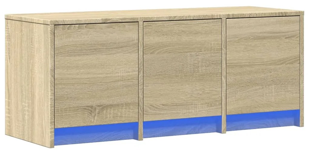 sonoma tölgy színű szerelt fa TV-szekrény LED-del 97x34x40 cm