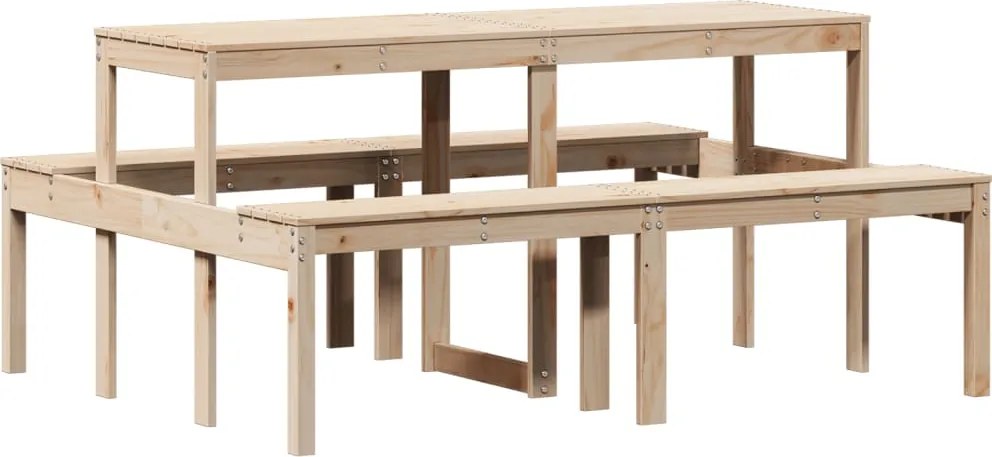 vidaXL tömör fenyőfa piknik asztal 160x134x75 cm
