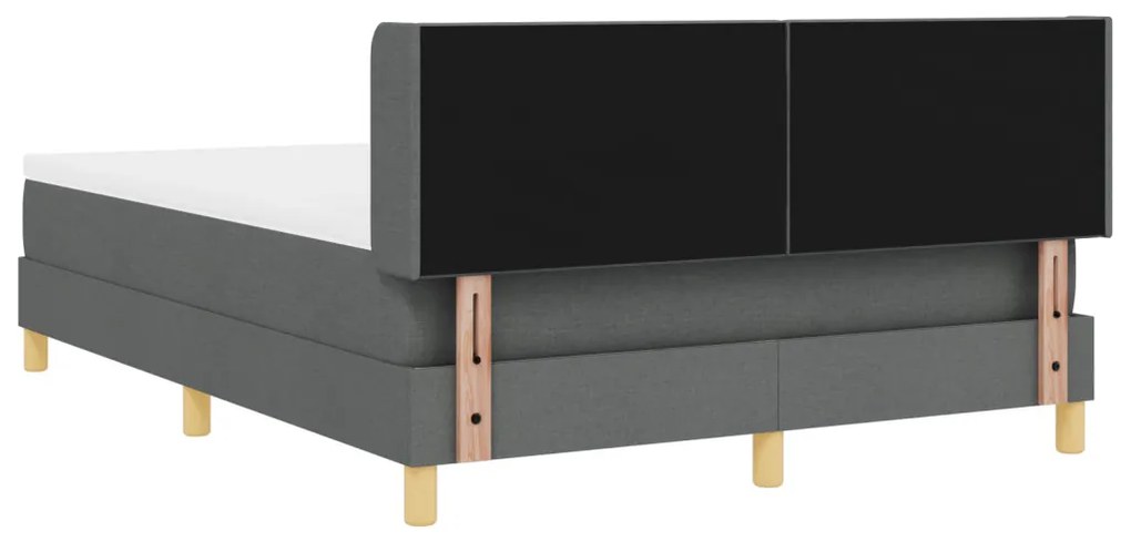 Boxspring ágy matraccal sötétszürke színben, 140 x 200 cm, textil