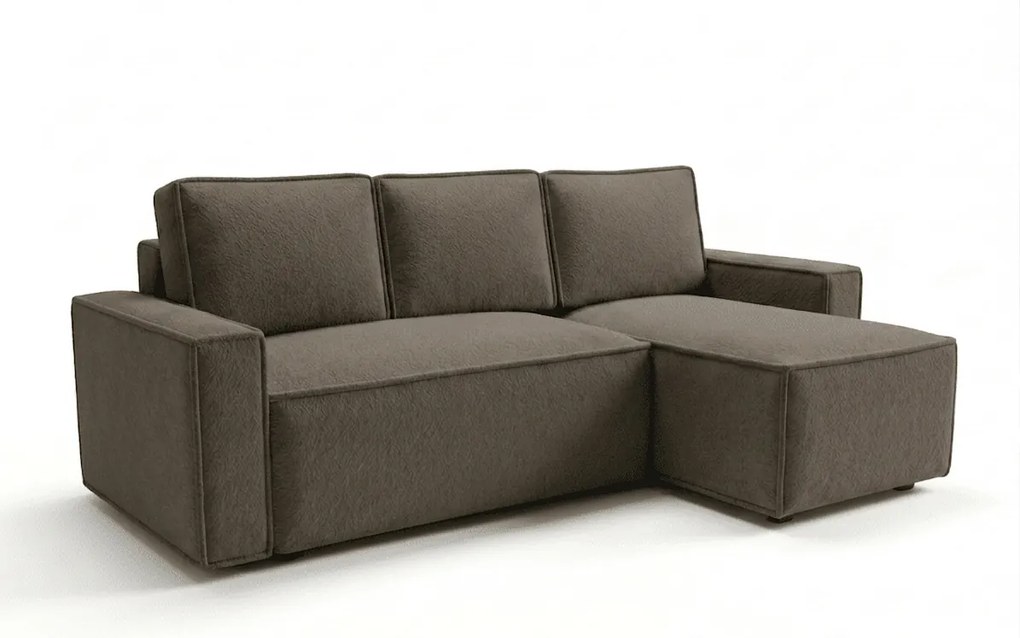 SMART BOUCLE L alakú kihúzható, megfordítható sarokkanapé 232x143 cm, szürkésbarna