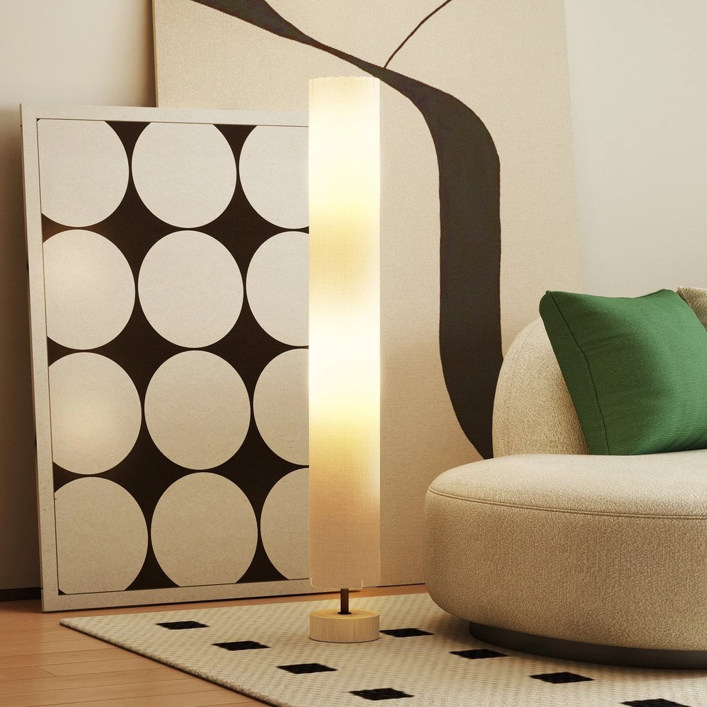 HOMCOM Modern Floor Lamp Vászon Lámpaernyővel, Lábkapcsolóval, 2 x E27 Izzótartóval, Nappali, Hálószoba, Iroda, 120 cm, Szürke | Aosom