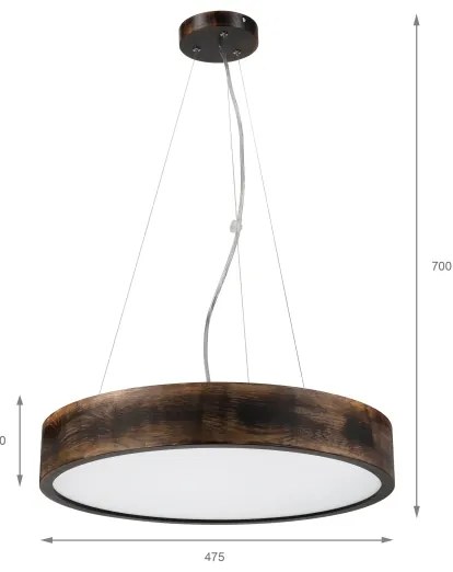 Brilagi - LED csillár kábellel CARVALHO SMOKEY 3xE27/60W/230V tölgy átm. 47,5 cm