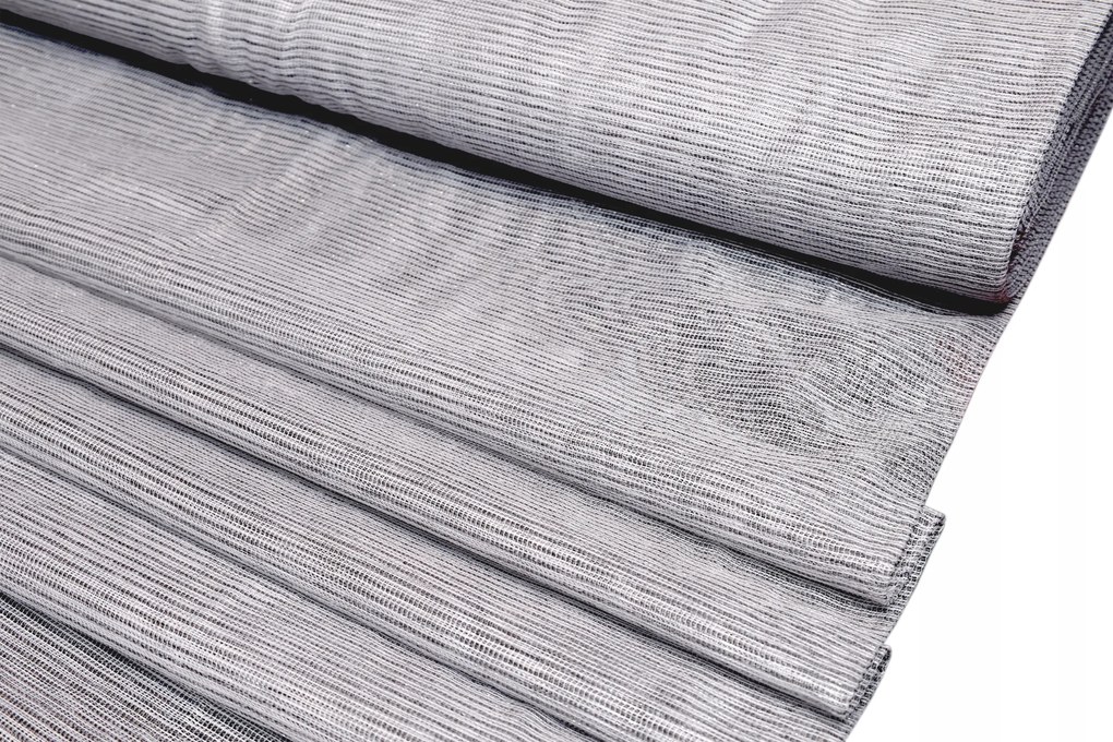 Függöny dekorációs méteráru ezüst szállal szőtt hálós 250 cm szürke