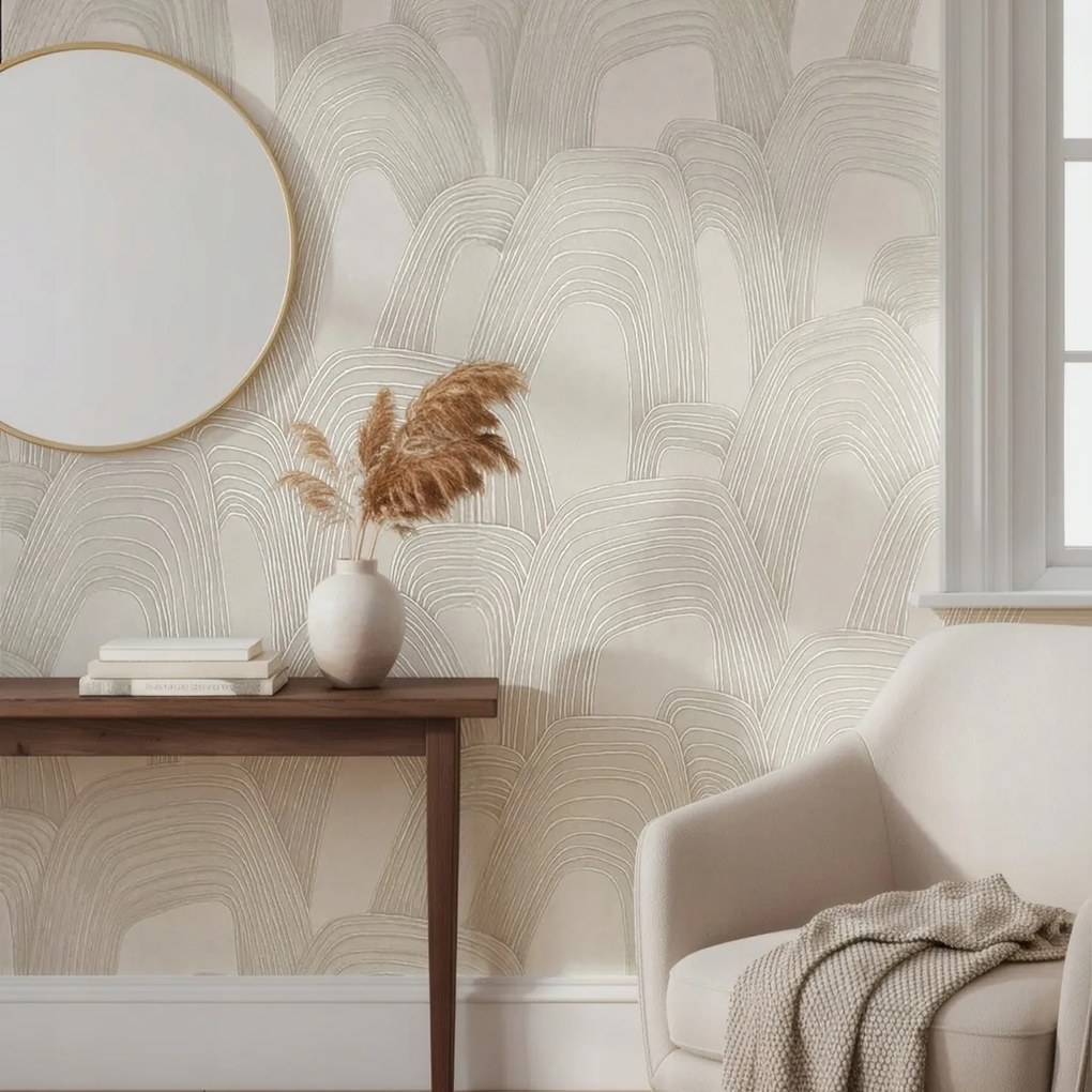 Krémszínű Vinil Tapéta Flizelin Dekoratív Tapéta Minta