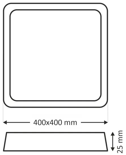 LED mennyezeti lámpatest, 32 W, 230 V, 3000/4000/6500 K, 40x40 cm, fekete