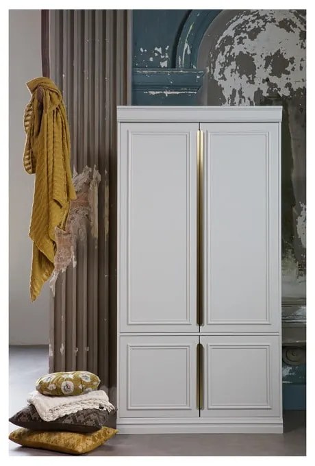 Világosszürke borovi fenyő ruhásszekrény 110x215x62 cm Organize – WOOOD