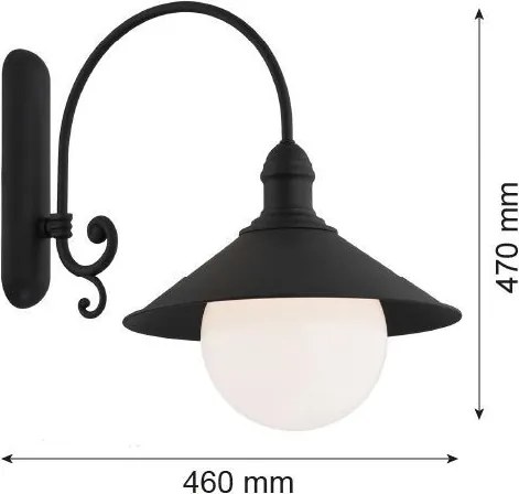 ARGON 3286 ERBA Klasszikus Kültéri Fali Lámpa Fekete E27 IP44