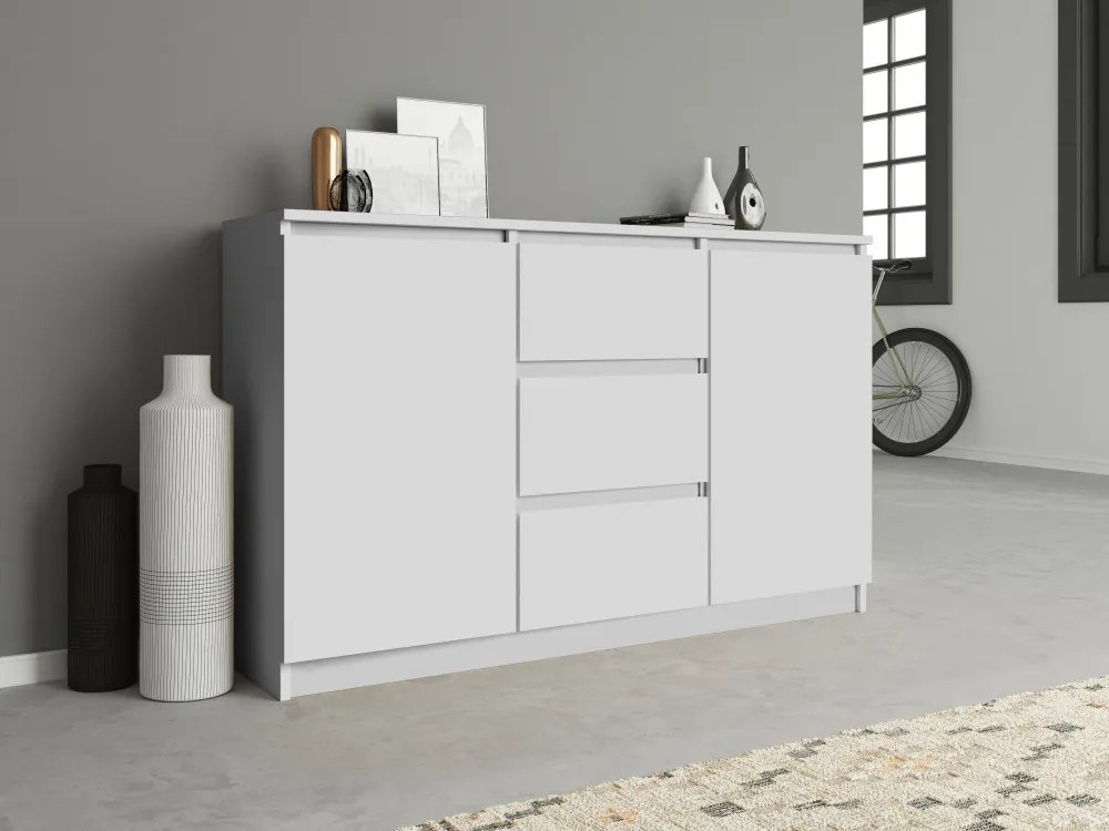 Drohmo 2D3S komód, 120x75x40 cm, fehér