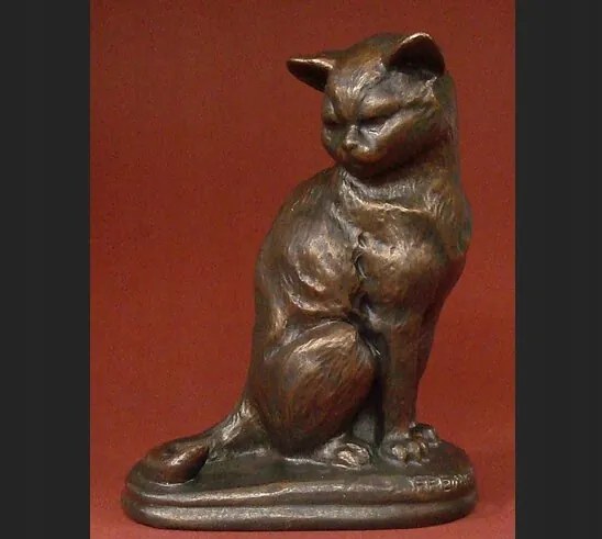Parastone figura Les Animaliers Ülő Macska Emmanuel Frément 1824-1910