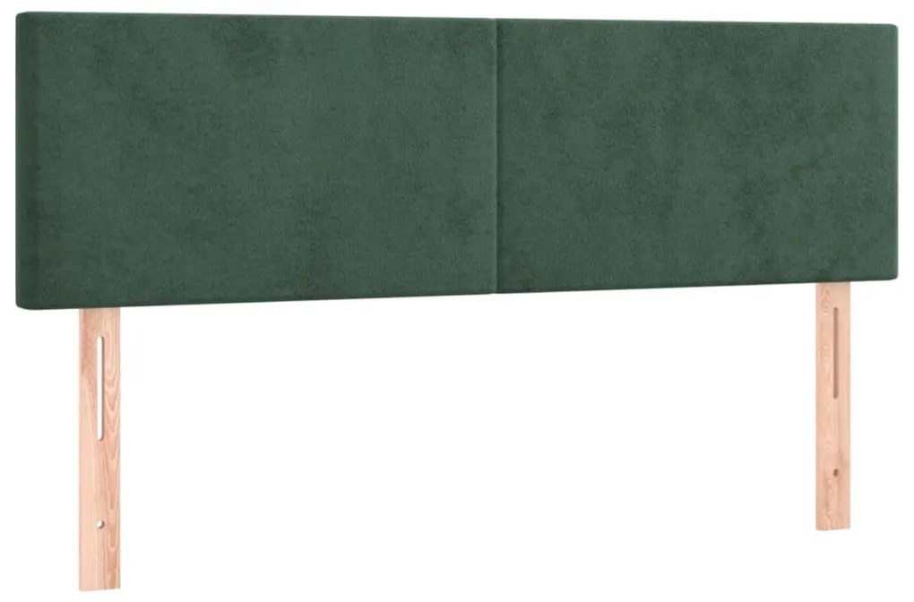 sötétzöld bársony LED-es fejtámla 144x5x78/88 cm