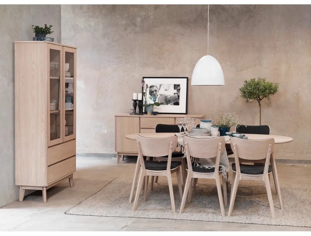 Cato világosbarna tölgyfa étkezőszék sötétszürke ülőrésszel - Rowico