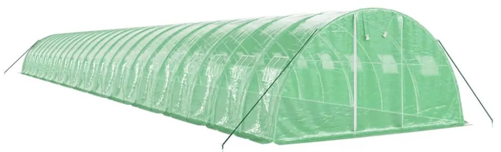 zöld acélvázas melegház 96 m² 24 x 4 x 2 m