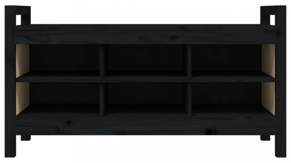 fekete tömör fenyőfa előszoba pad 110x40x60 cm