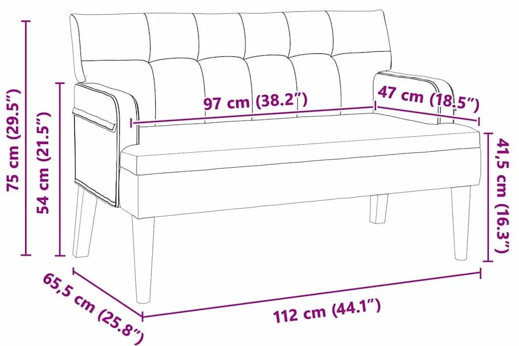 vidaXL Chesterfield Pad Sárga 112 x 65,5 x 75 cm Bársony