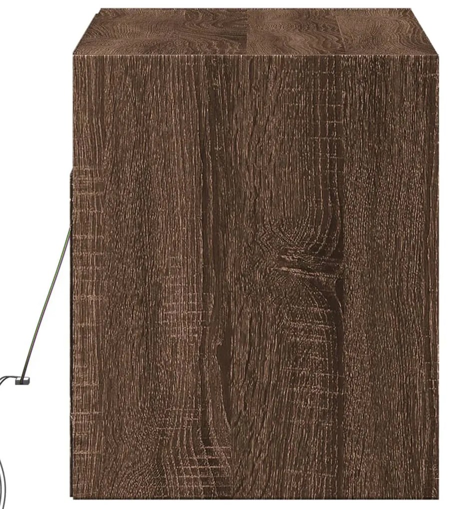barna tölgyszínű fali TV-szekrény LED-del 100x31x35 cm