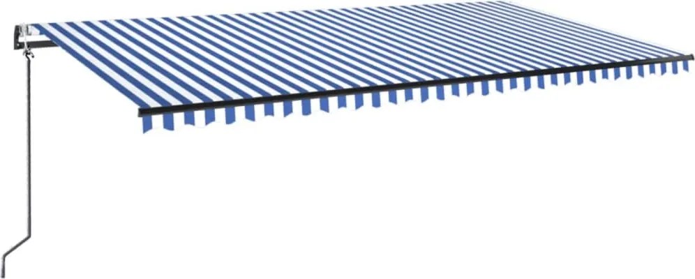 vidaXL kék/fehér automata szélérzékelős és LED-es napellenző 600x300cm