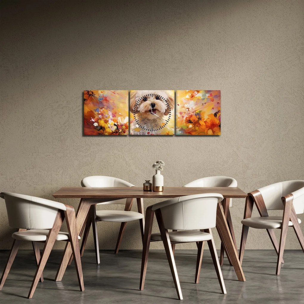 Kép - Boldog kutya (órával) (90x30 cm)