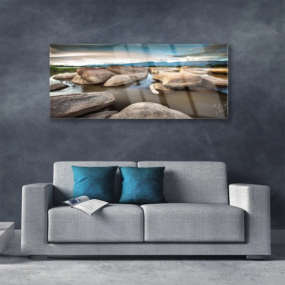 Üvegkép falra szikla táj 100x50 cm