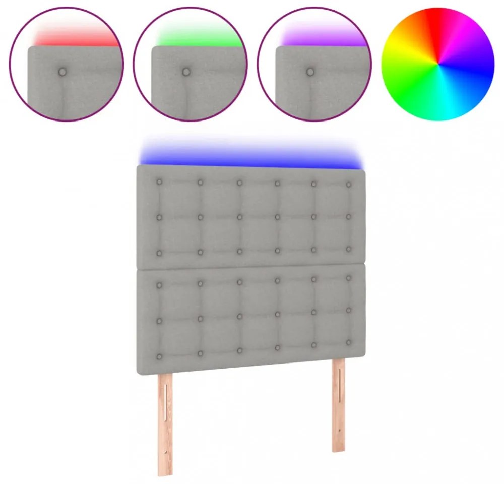 világosszürke szövet LED-es fejtámla 80x5x118/128 cm