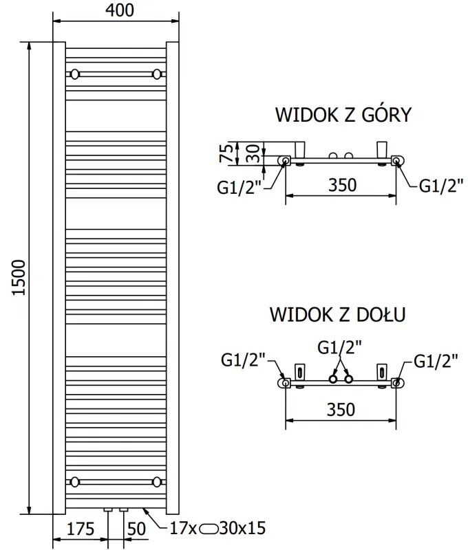 Mexen, Mexen Hades elektromos melegítő 1500 x 400 mm, 600 W, antracit - W104-1500-400-2600-66
