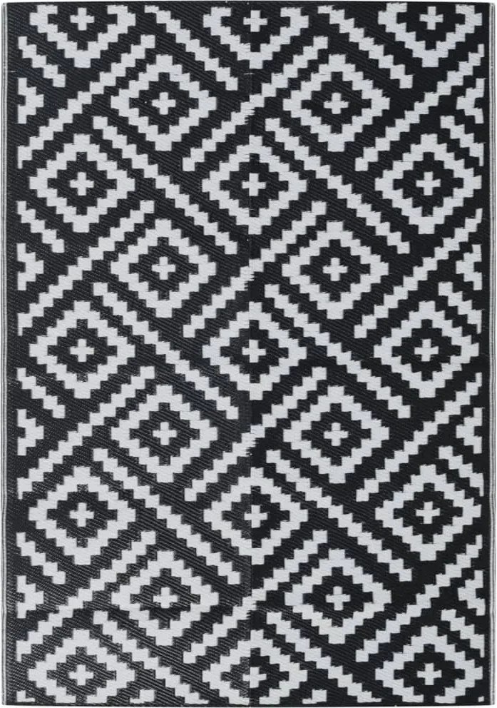 vidaXL kültéri szőnyeg ARAKIL fehér és fekete 140x200 cm PP