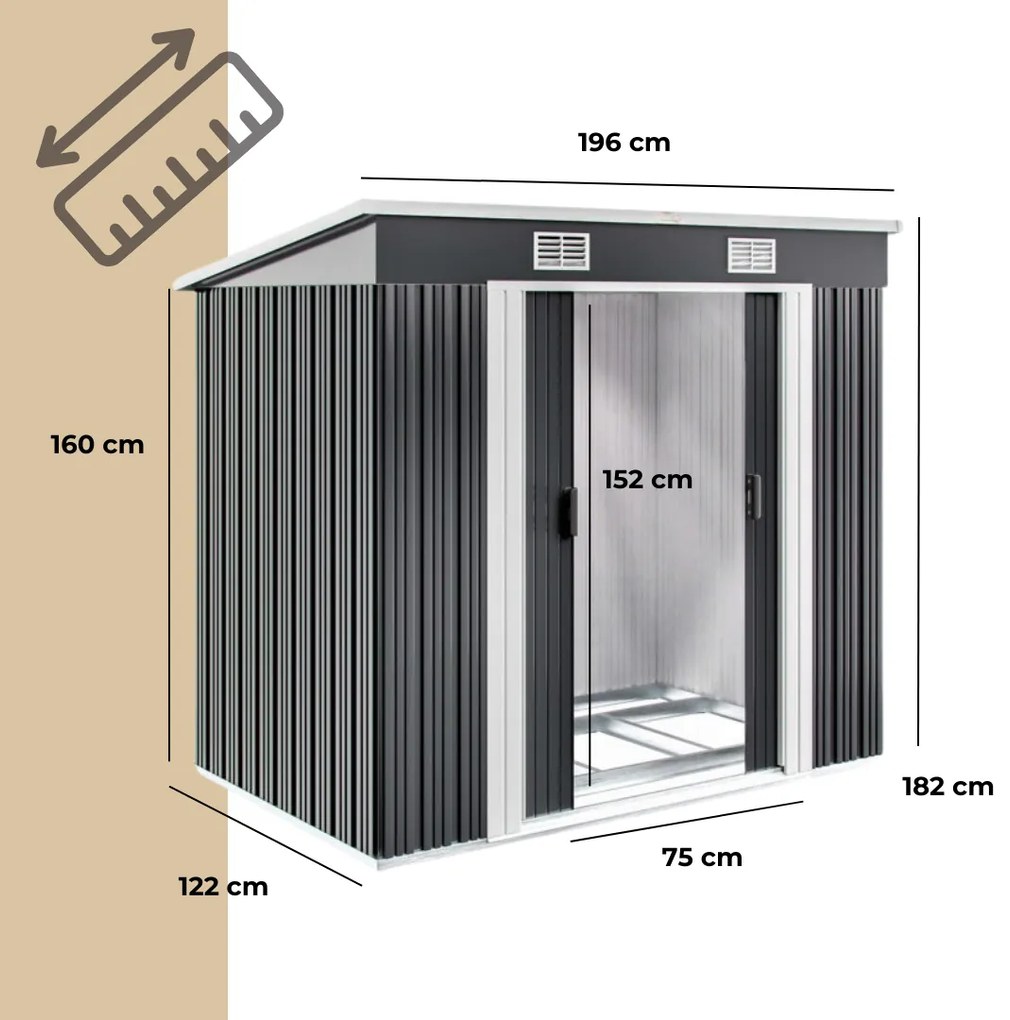 Kerti szerszámosház L, antracit Jurhan