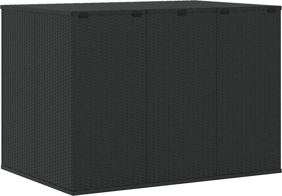 Fekete Polyrattan Kerti Párnatartó Doboz 145 X 100 X 103 Cm