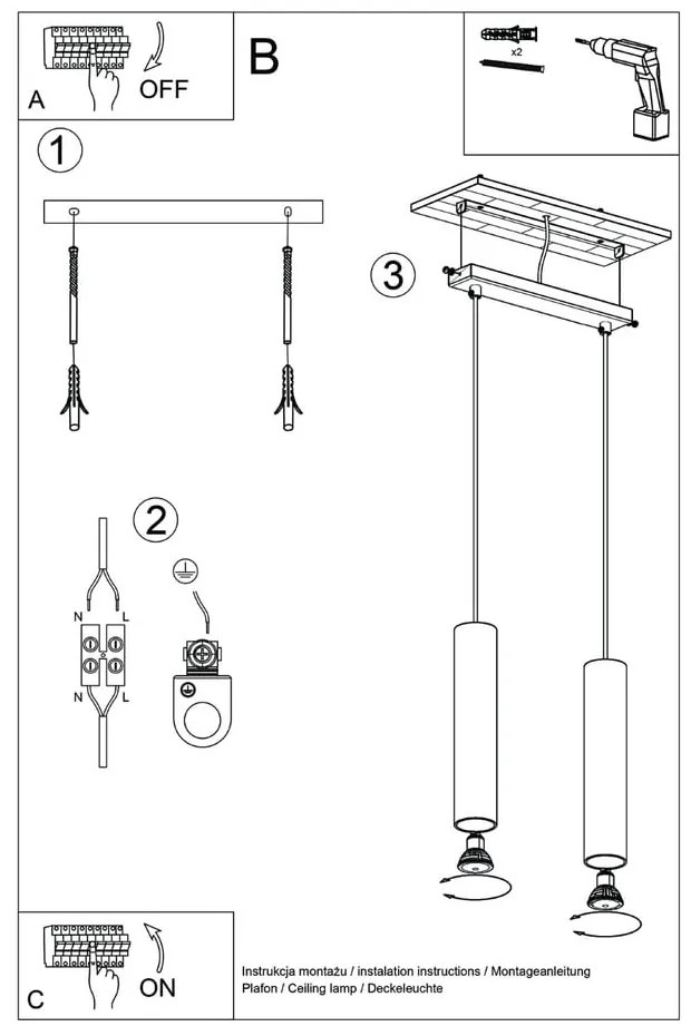 Krémszínű függőlámpa Castro – Sollux
