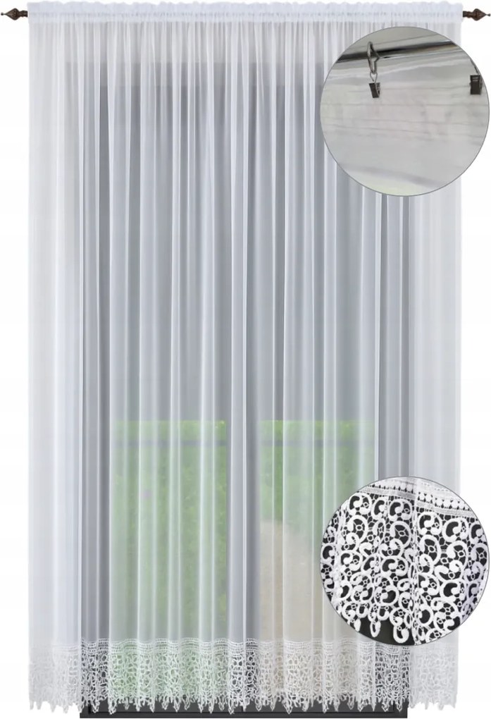 Kész függöny csipkével, erkélyajtóra, 250x200 cm, sima függönyök guipure csipkével a nappaliba