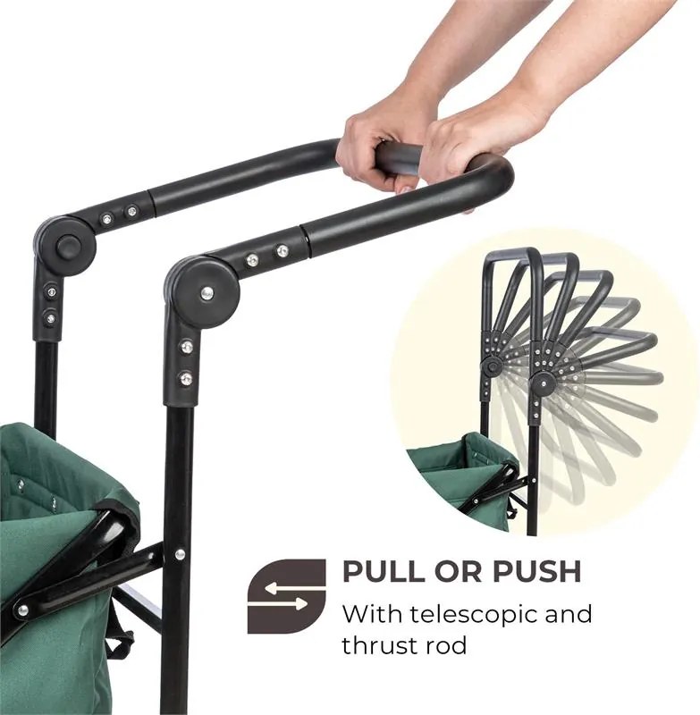 Waldbeck Easy Rider, húzható kocsi, 70 kg-ig, teleszkópos rúd, összecsukható, zöld