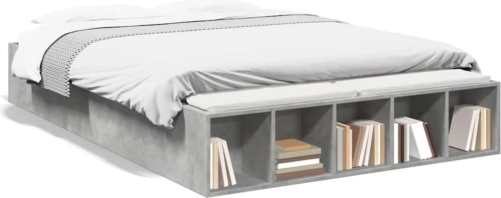 vidaXL betonszürke szerelt fa ágykeret 140x190 cm