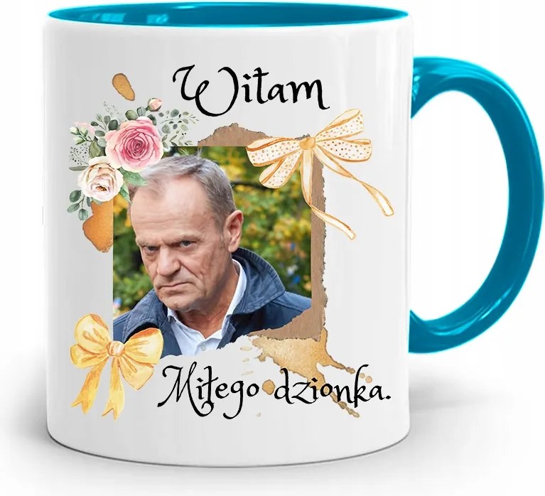 Donald Tusk Kék Bögre Platform Ajándék fényképes nyomtatással