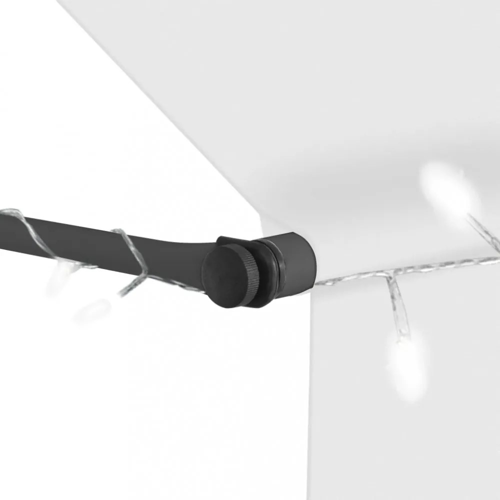 krémszínű kézzel kihúzható LED-es napellenző 400 cm
