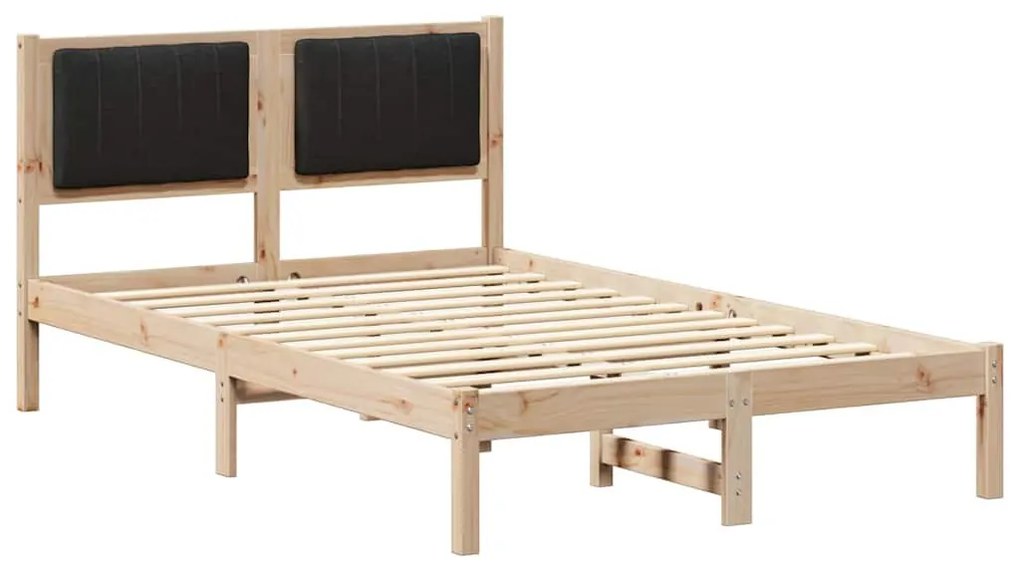 Ágykeret Kárpitozott Fejtámlával Fekete 120 x 200 cm