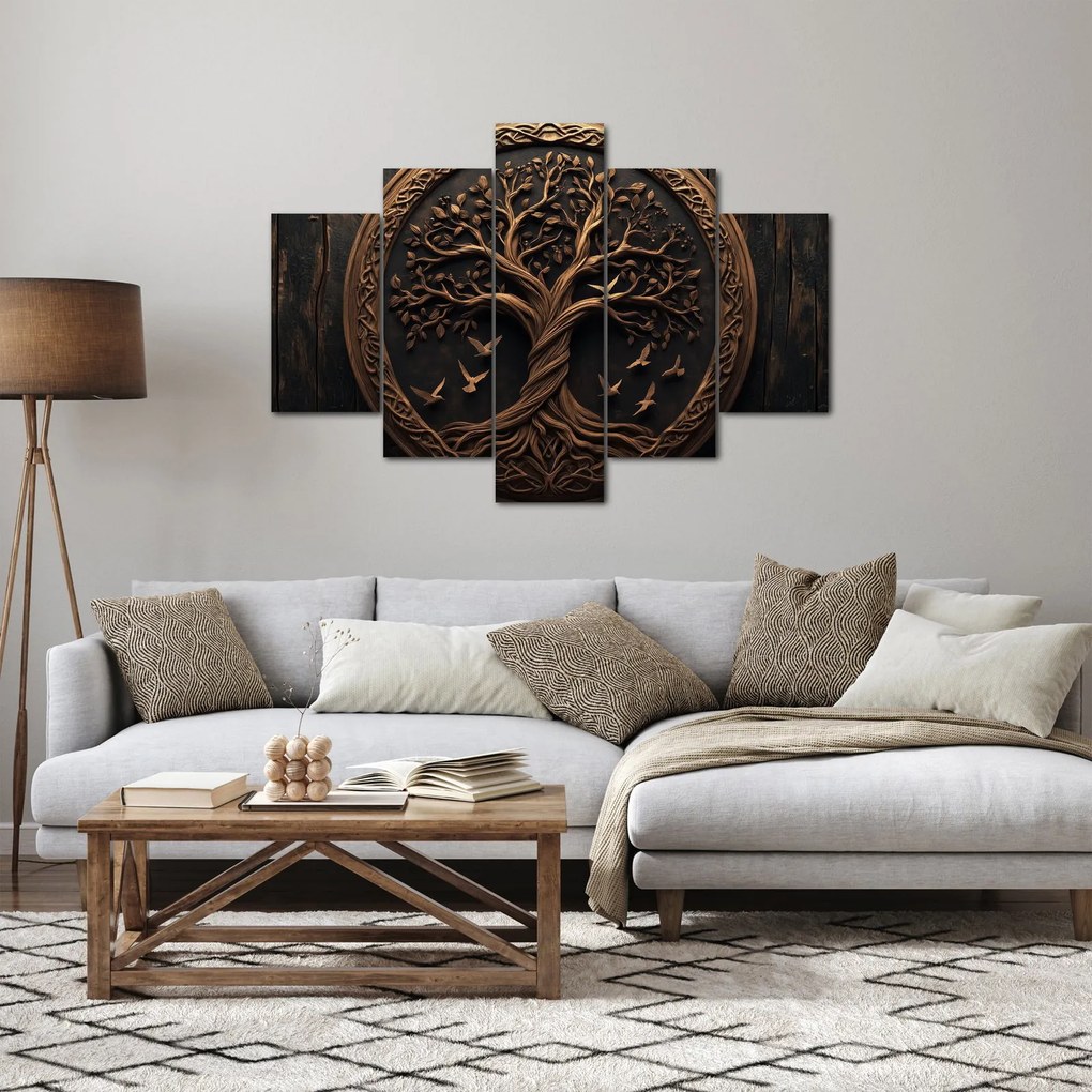 Kép – Fából készült életfa (150x105 cm)