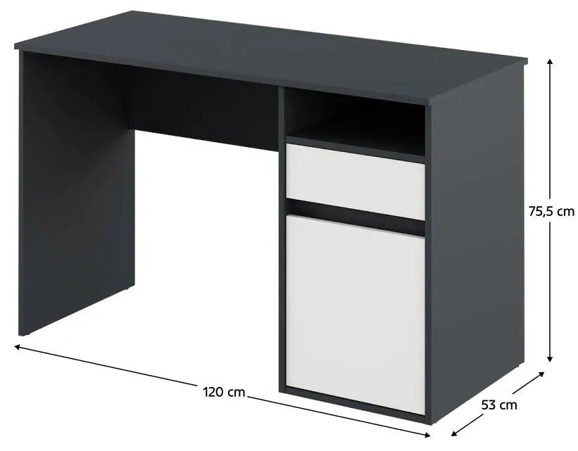 PC asztal Bolegy (grafit + fehér) . 1116254