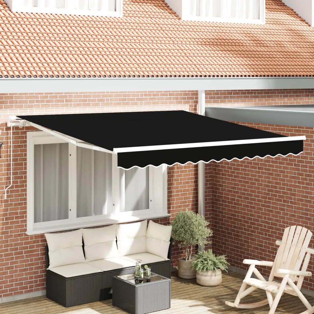 Kézi Behúzható Napellenző Fekete 300x250 cm