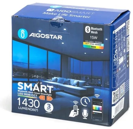 Aigostar-SZETT 3x LED RGBW dimmelhető süllyeszthető lámpatest MESH 15W/230V 2700K-6500K átm.17cm