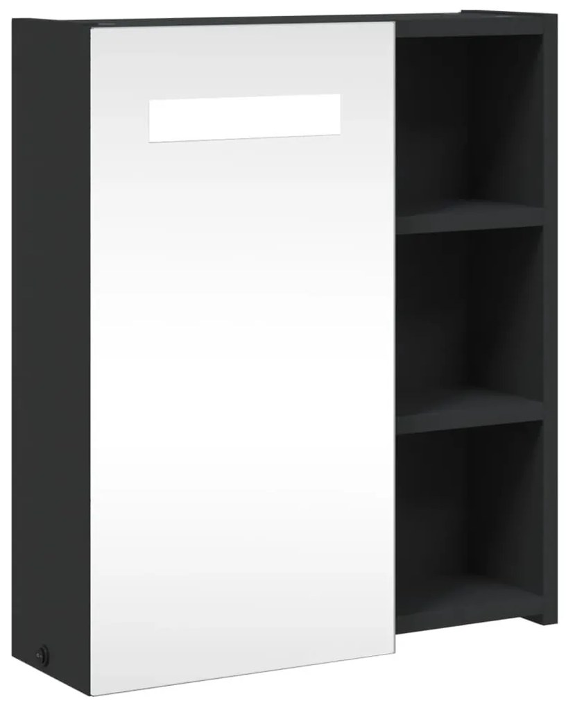 fekete tükrös fürdőszobaszekrény LED-del 45 x 13 x 52 cm