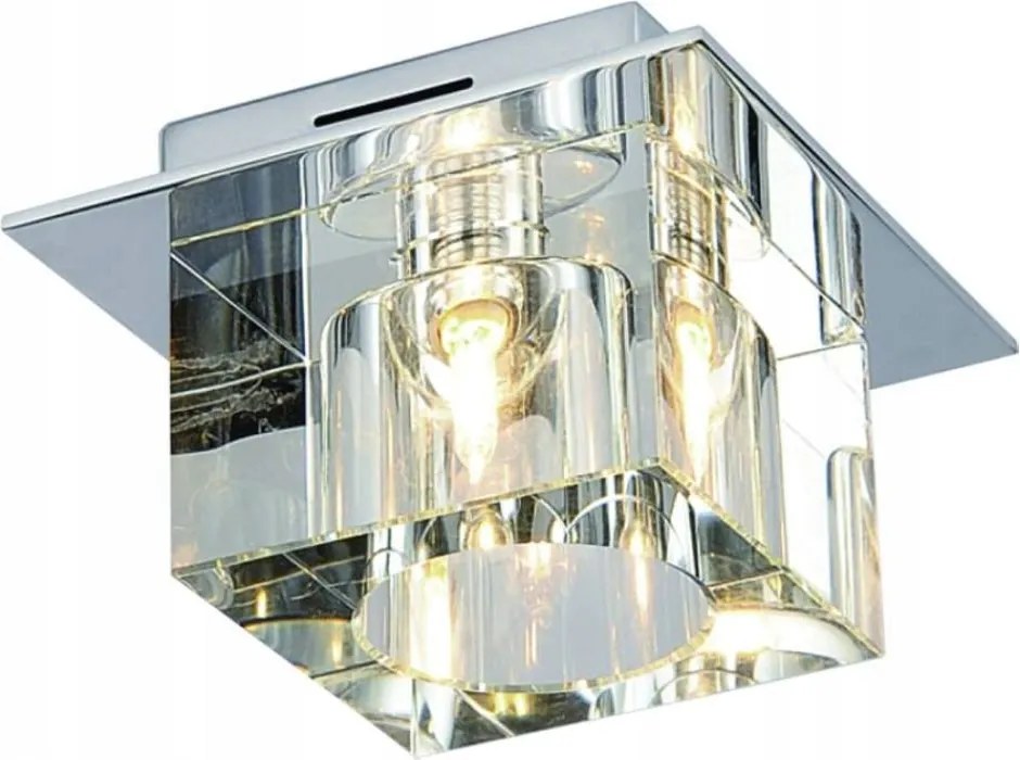 Üveg kocka átlátszó glamour tömb a nappaliba Beauty Rocco ezüst