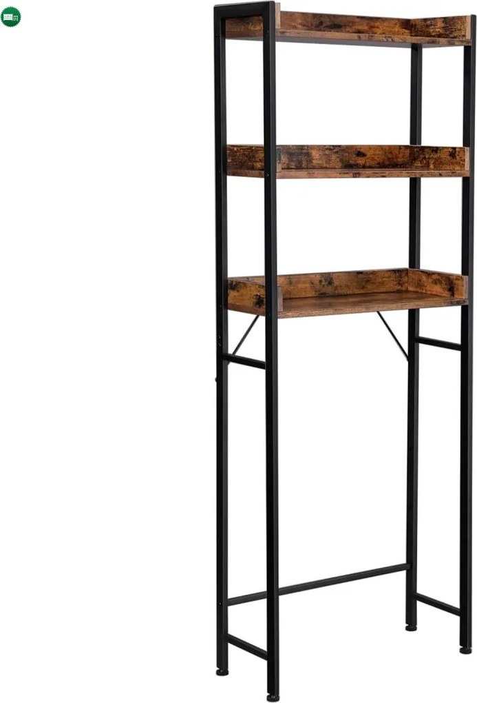 Mosógép feletti tárolószekrény, fürdőszoba szekrény, rusztikus barna 63x25x165cm