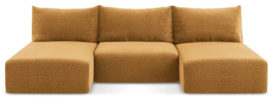 Narancssárga kinyitható-tárolóhelyes sarokkanapé Kalena – Makamii