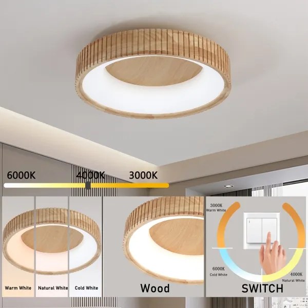 Brilagi - FALCON WOOD MODERN LED mennyezeti lámpatest, 30 W, 230 V, Ø 45 cm, fa
