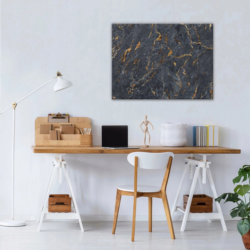 Vászonkép falikép fekete arany márvány elegancia 100 x 75