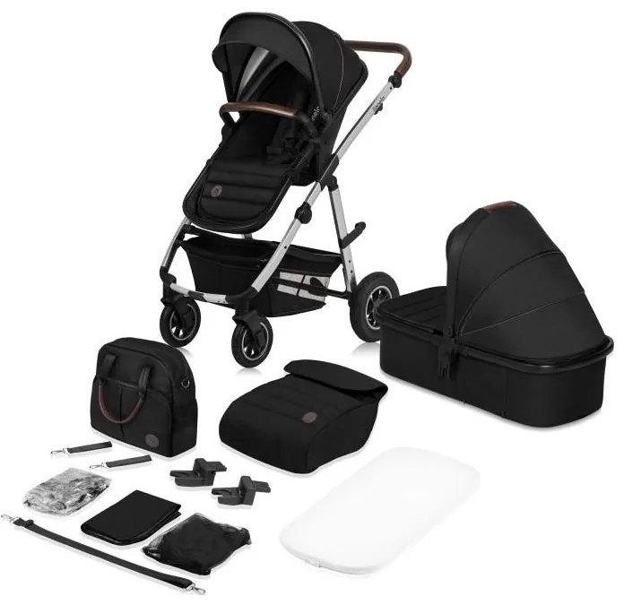 Lionelo - AMBER 2 az 1-ben kombinált babakocsi, fekete/ezüst