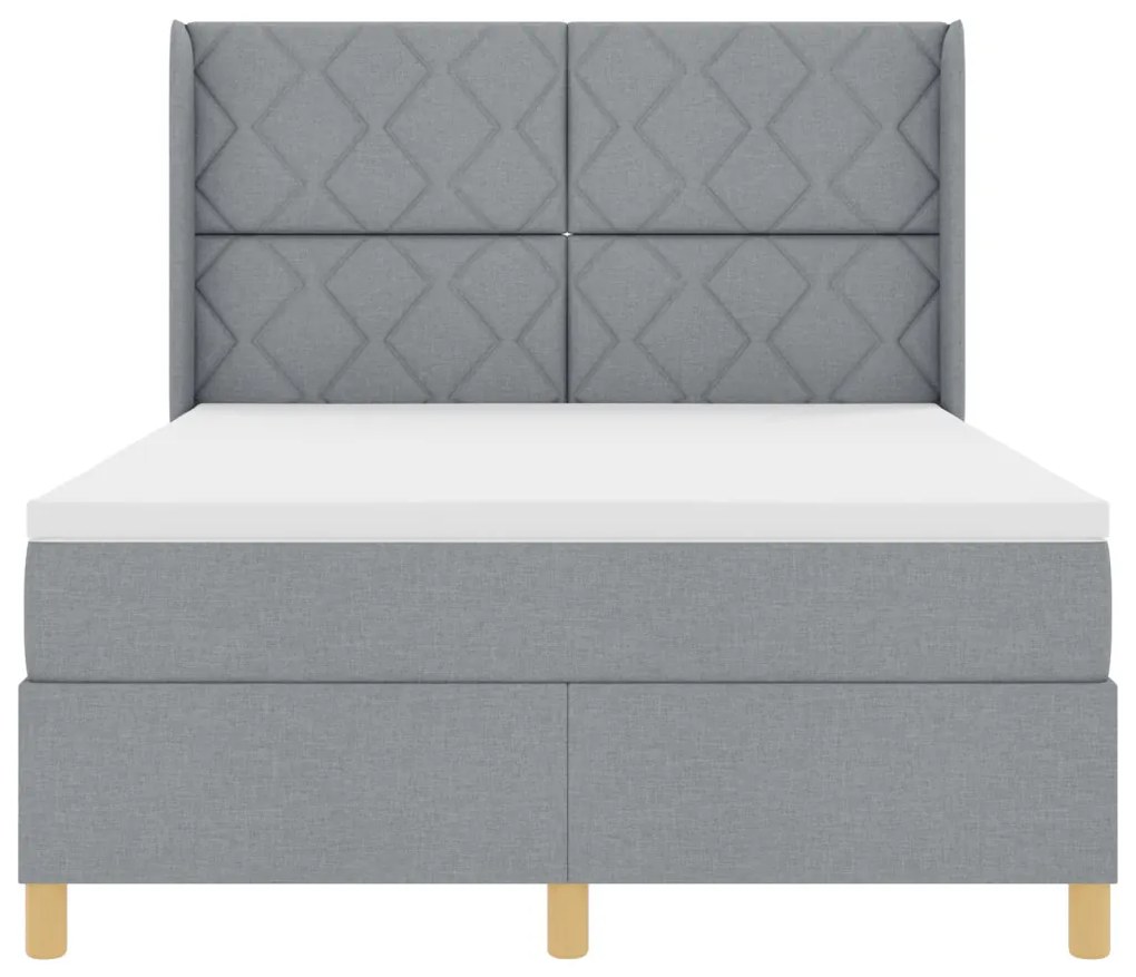 Boxspring Ágy Mattal és LED Fénnyel Szürke 140x200 cm Szövet