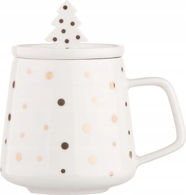 Porcelán Bögre Fedővel 370 ML Karácsonyfa Altom Design